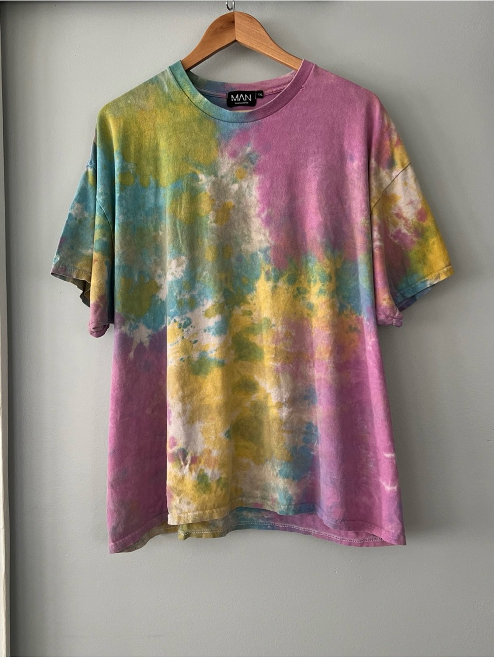 boohooMAN Oversized Tie Dye Floral Logo On The Back Printed T-shirt Size 2XL
